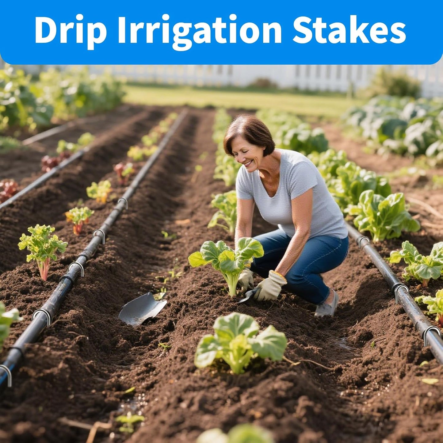 MySit 50 Pack 6 Inch Garden Stakes,11 Gauge Galvanized Yard Staples U Shape Fences Drip Irrigation Stakes Landscape Staples for Landscape Fabric, Soaker Hose, Dog Fence, Drip Tubing