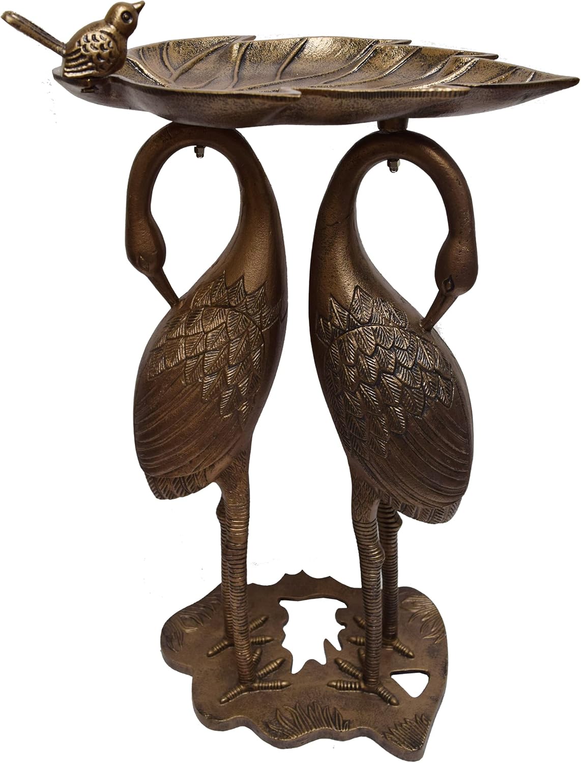 Oakland Living 2-Crane Lily Bird Bath, Antique Bronze, 16.75W x 16D x 29.5H inches