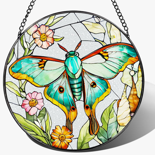 Stained Glass Window Hanging, 8 Inch Sun Catchers Indoor Window, Butterfly Suncatchers for Windows Doors Home Decor and Christmas, Festival, Mother's Day, Birthday, Gifts for Women, Butterfly Lovers