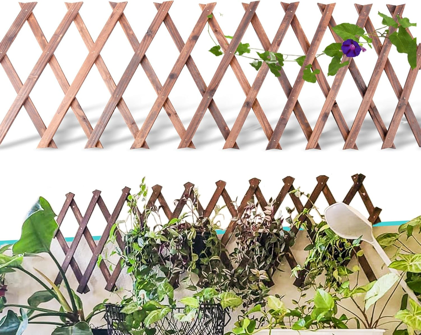 Wooden Lattice Panels for Outside 1Pack, 75"x11.8" Expandable Wood Lattice Fence Wall Garden Trellis Frame for Climbing Plants Outdoor Vine Ivy Rose Patio Room Decorative