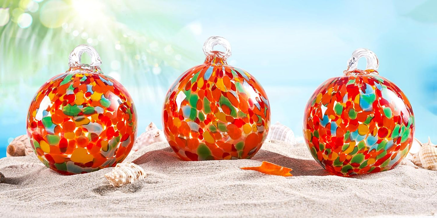 EUSTUMA Hand Blown Glass Witch Ball,Glass Ball Ornament Hanging Garden Gazing Ball Indoor Outdoor Home Décor. (3)