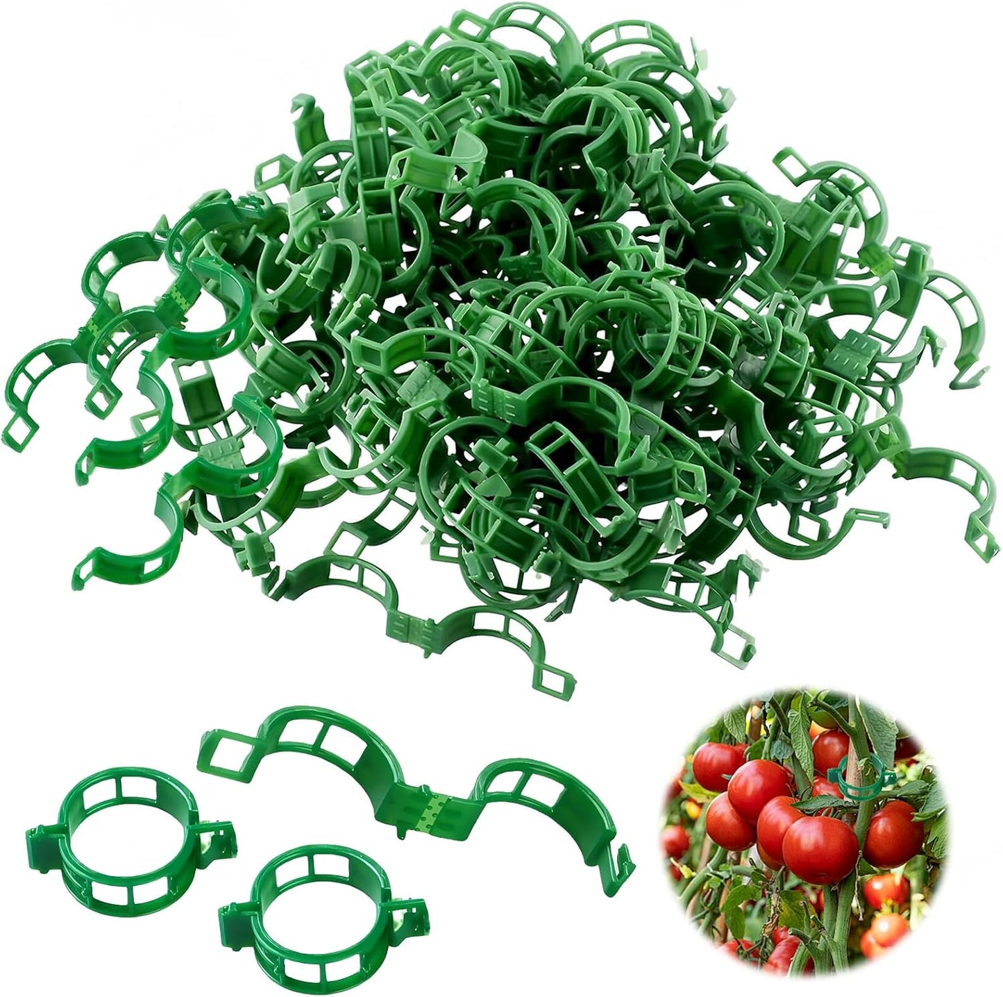 300 PCS Green Plant Fixing Clips,Plant Support Clips, Tomato Clips, Plastic Trellis Clips,Garden Clip for Fixing Stem and Vine