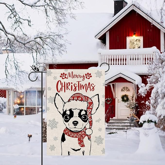 Seasonal Garden Flags Chihuahua Double Sided Flags Set of 11 Holiday Farmhouse Indoor Outdoor Yard Lawn Christmas Gifts Decorations 12.5x18 Inch