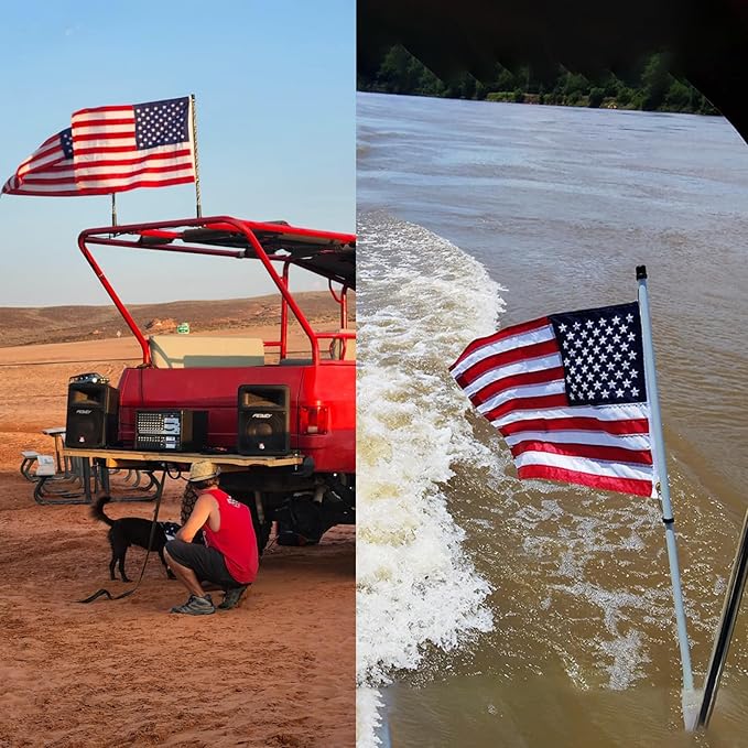 AZCOVER American Flag 16x24 Inch Boat Flag for Outside Made in USA Heavy Duty Nylon American Flags for Outdoor with Embroidered Stars Sewn Stripes and Brass Grommets All Weather Lasting United States