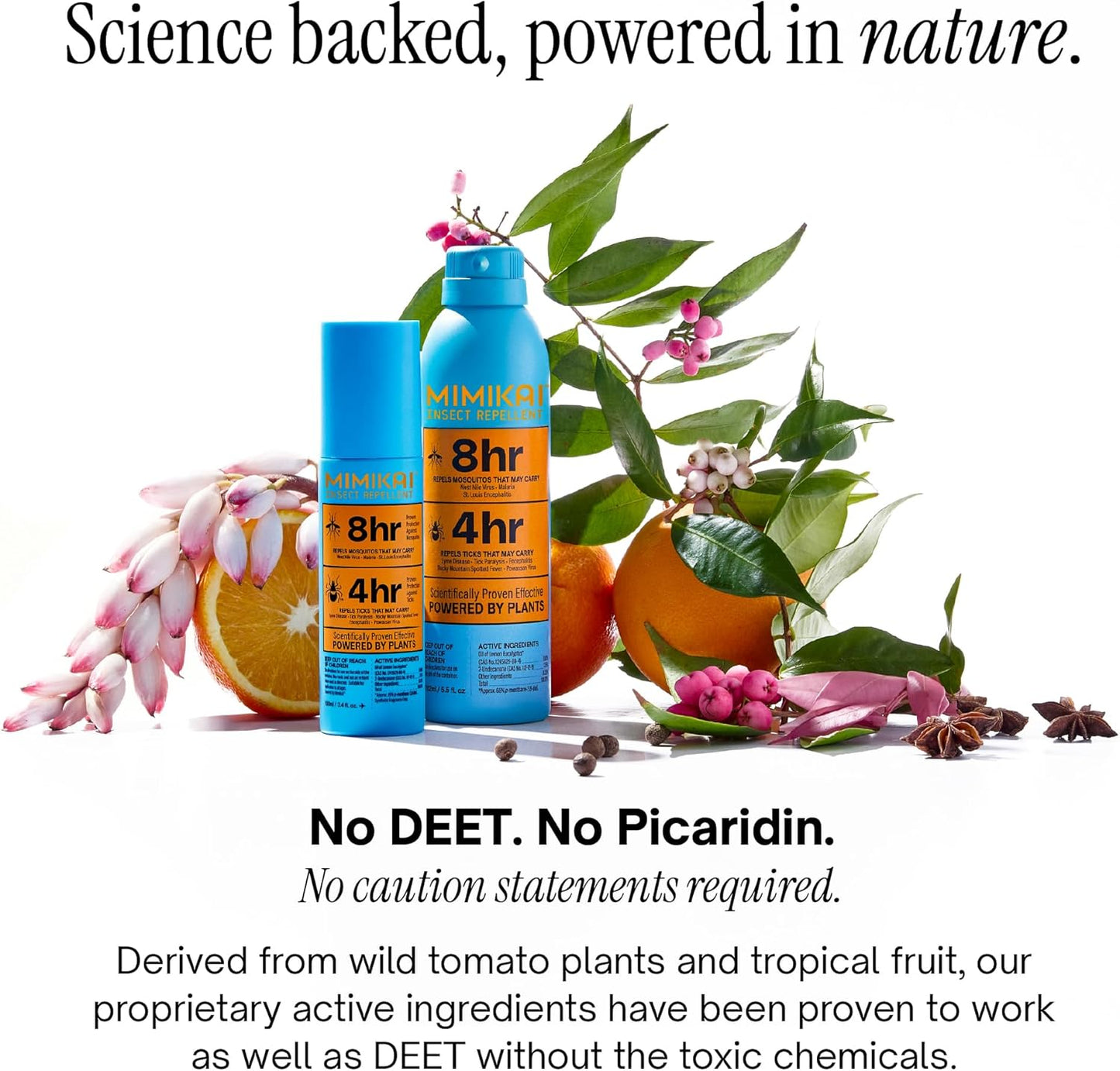 Mimikai Mosquito and Tick Repellent Spray, DEET-Free for Skin and Outdoor Use, Non-Toxic, Plant-Powered Skincare, 5.5oz