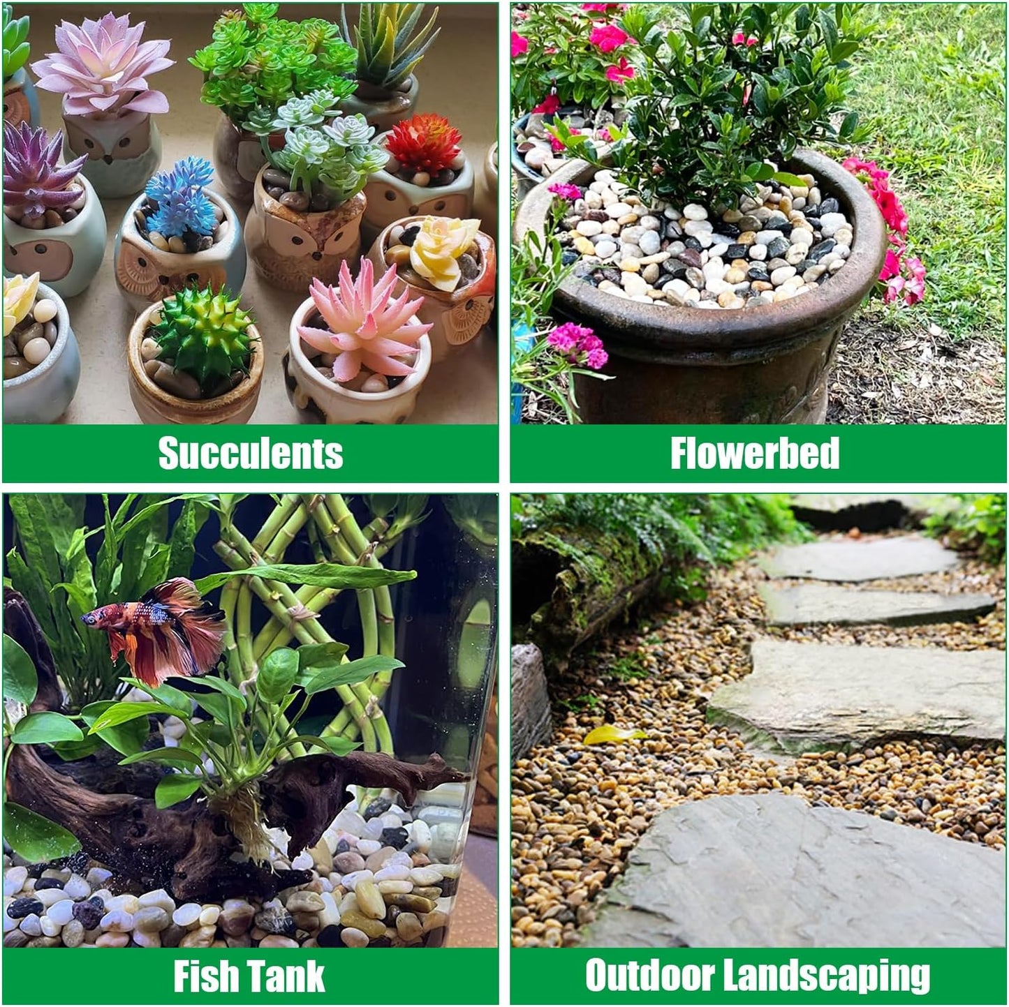 Rocks for Plants 5 Lbs, 0.8-1.5 Inch High Polished Pebbels, Decorative Stones for Garden Landscaping, Smooth Gravel Filler for Outdoor Plants, Succulents, Fish Tank and Vases