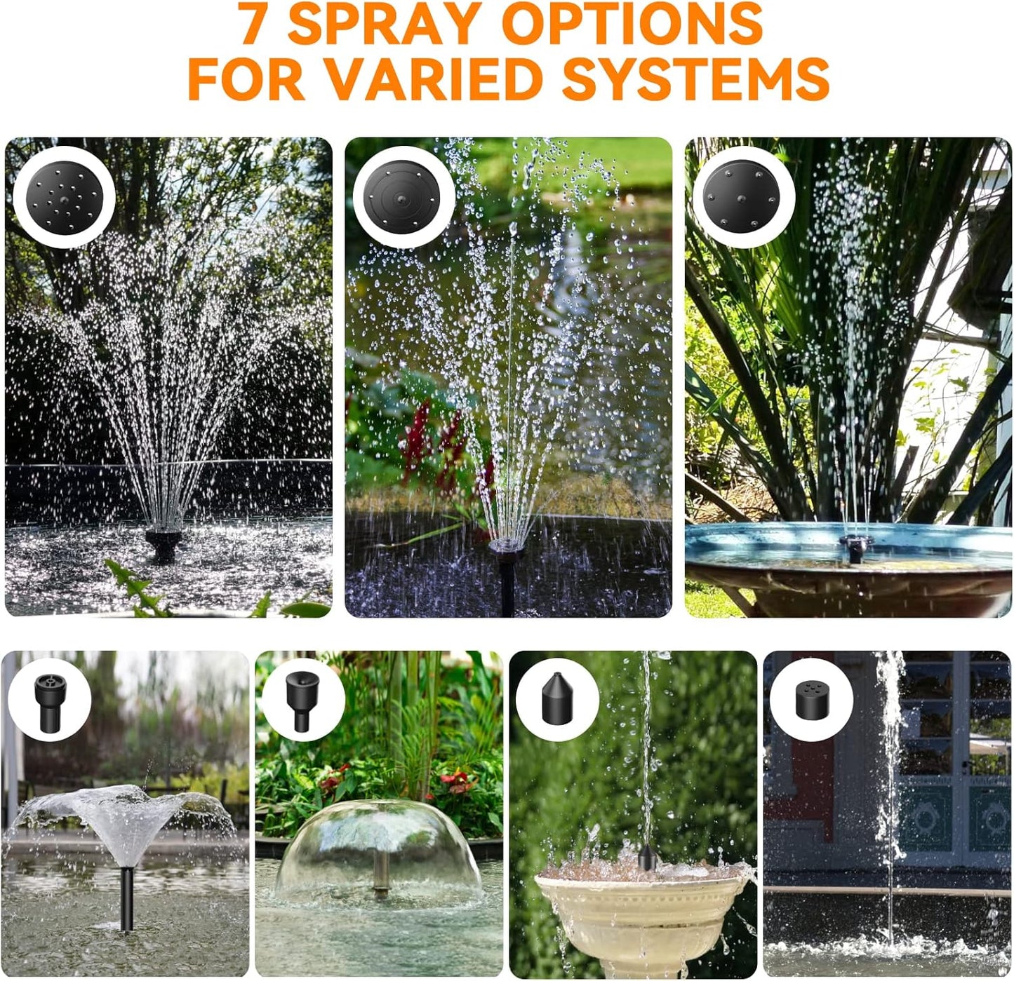 POPOSOAP Solar Water Pump Outdoor, 30 Watt Solar Powered Water Pump with 430GPH Solar Pump, 7 Nozzles, 6.6 Tubing DIY Water Feature for Pond, Fountain, Pool, Garden, Backyard