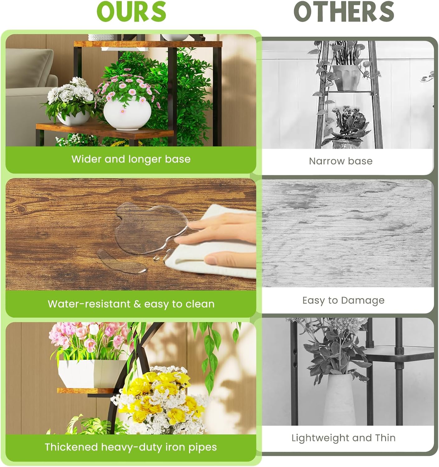 BTDVR X-Shaped Metal Plant Stand Indoor with Grow Lights, 9 Tiered Large Plant Shelf Display Rack Holder for Indoor Plants, Multi-Purpose 65" Tall Plant Stands for Home