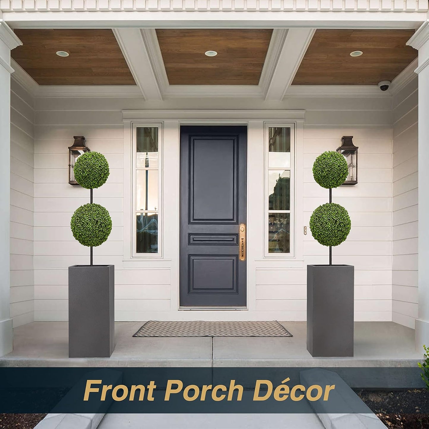 Metallic Heavy Tall Outdoor/Indoor Planter Box, Seamless Metal Planter, Rectangular, 14”Lx14”Wx30”H, 25 Pounds, Dark Gray, No Assembly, 1 Pack