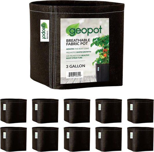 3 Gallon Fabric Grow Bags for Vegetables, Houseplants, Herbs & Flowers | 10-Pack | Fabric Pots for Outdoors and Indoors, Aerated Fabric Grow Bags