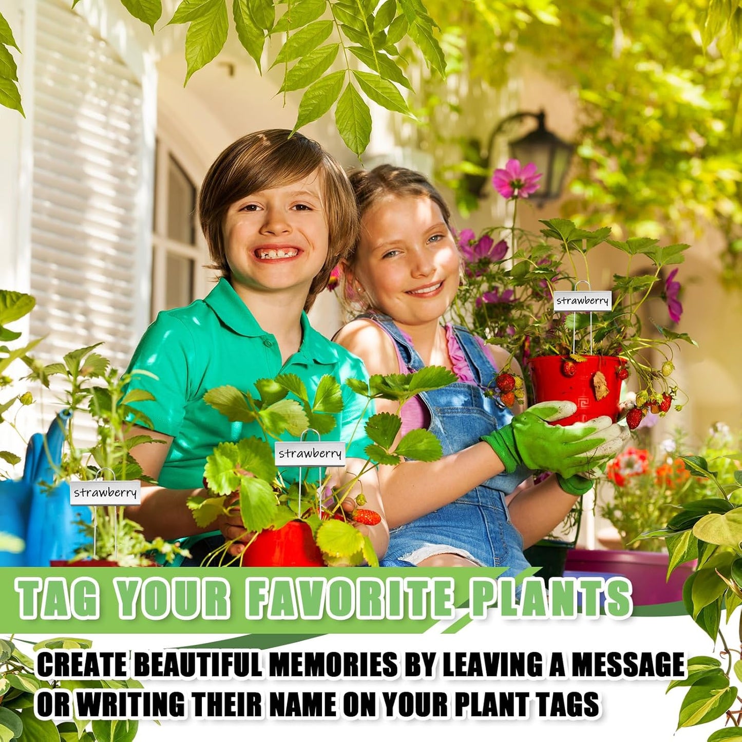 Maitys 60 Pcs Metal Plant Label Stakes Garden Name Markers Outdoor Waterproof Stainless Steel Nursery Tags for Vegetable Herb Flower Seed Identification with 2 Pcs Pens