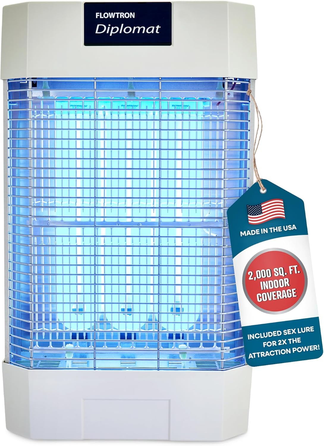 Flowtron Indoor Bug Zapper | Electric Fly & Insect Killer with 120W UV Light, Pheromone Lure Attractant, Shock Kill Grid & Reflector Panels | 2000 Sq Ft for Kitchen, Restaurant & Barn, UL Certified