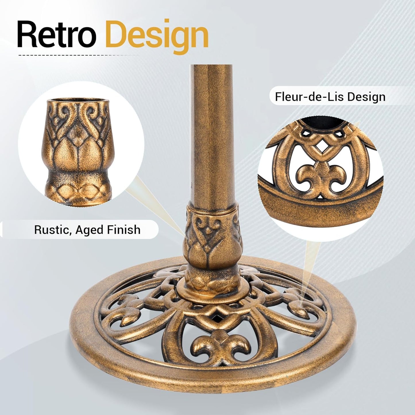 Bird Bath 28 Inch Height, Polyresin Standing Antique Birdbath for Outdoor Garden Decor, Gold