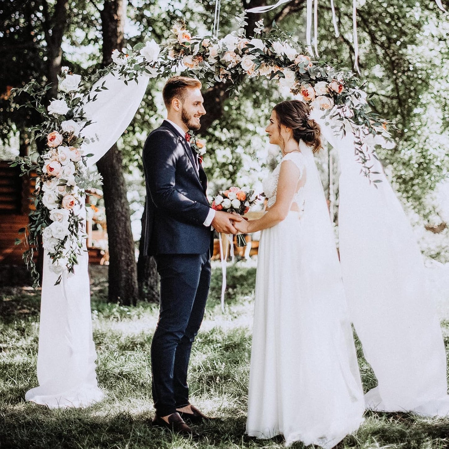 RUBFAC 94" Metal Garden Arch Trellis for Climbing Plants Outdoor, Garden Arbors and Arches, Wedding Arch Frame Archway for Balloons Pumpkin Vines Halloween Christmas Party Decoration, Black