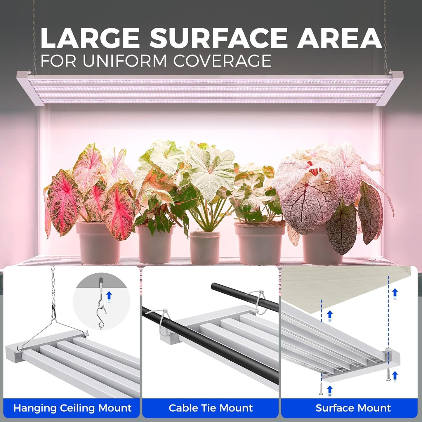 Barrina TX-L84 4FT Grow Light, 168W (2 x 84W), 4 LED Panels Wider Coverage, Full Spectrum, High PPFD, Linkable, Hanging Fixture, Plant Stand with Grow Light for Indoor, Seeding, Vegetable, 2 Packs