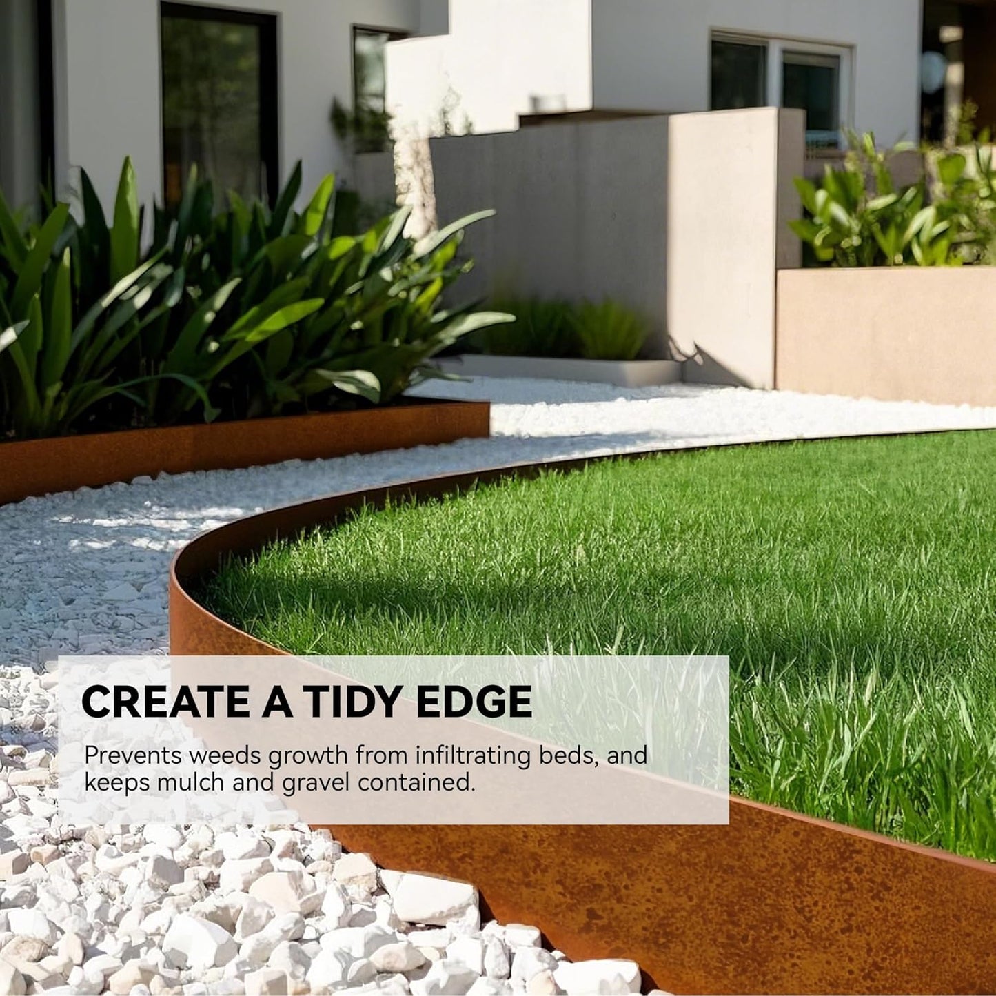 Metal Garden Landscape Edging with 8Pcs Stakes, 6" x 25Ft Galvanized Steel Lawn Edgings Roll Flexible Coil Border for Landcaping,Flower Bed,Rusty