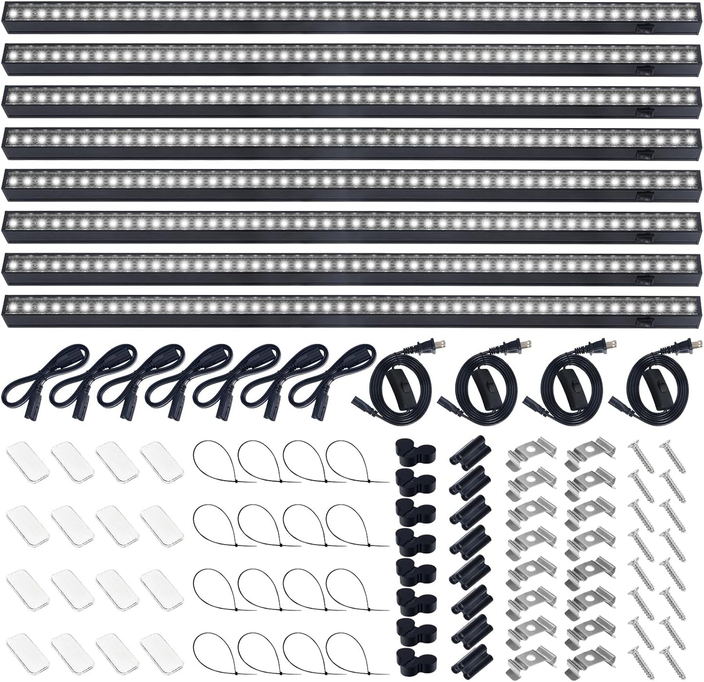 Barrina T5 Grow Lights for Indoor Plants, 2FT 80W(8 x 10W) Black Cover LED Plant Growing Lamp, Full Spectrum Grow Light Strip with Switch, Magnetic Installation, Plug and Play, 5000K, 8 Packs