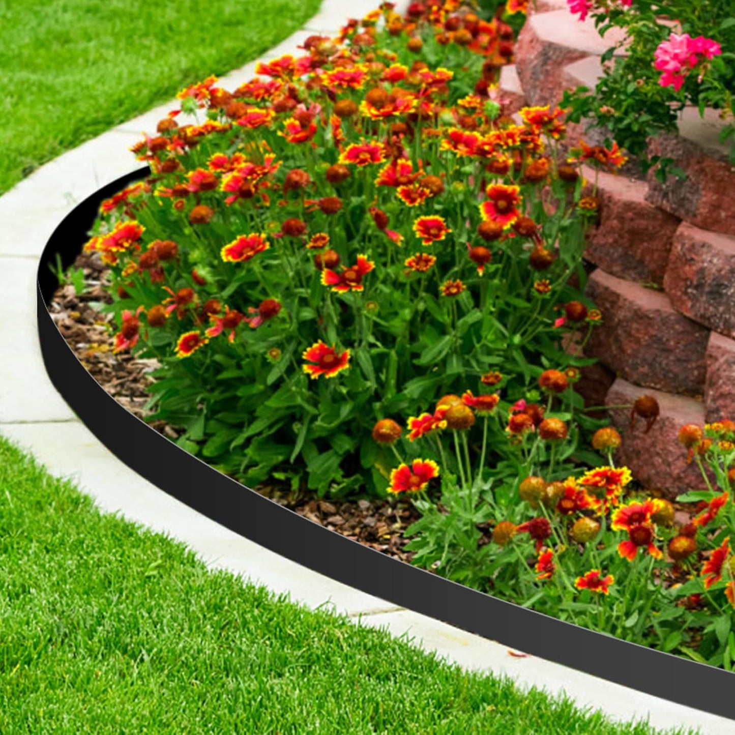 Worth Garden 10-Pack (34Ft Total) Galvanized Steel Landscape Lawn Edging - 6 in. H Bendable Metal Strips - Hammer-in 18-Gauge Flexible Black Edging Border - Yard Pathway Divider - Buckle Connection