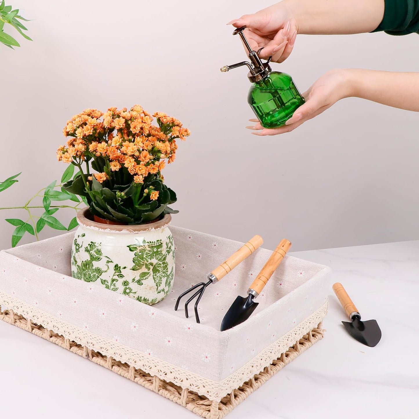 Vintage Ceramic Ice Crack Flower Pot with Drainage Holes, Country Rustic Planters for Indoor and Outdoor,Tuscan Decor,Home,Living Room, Garden Decor, Gardening Gift (Country)