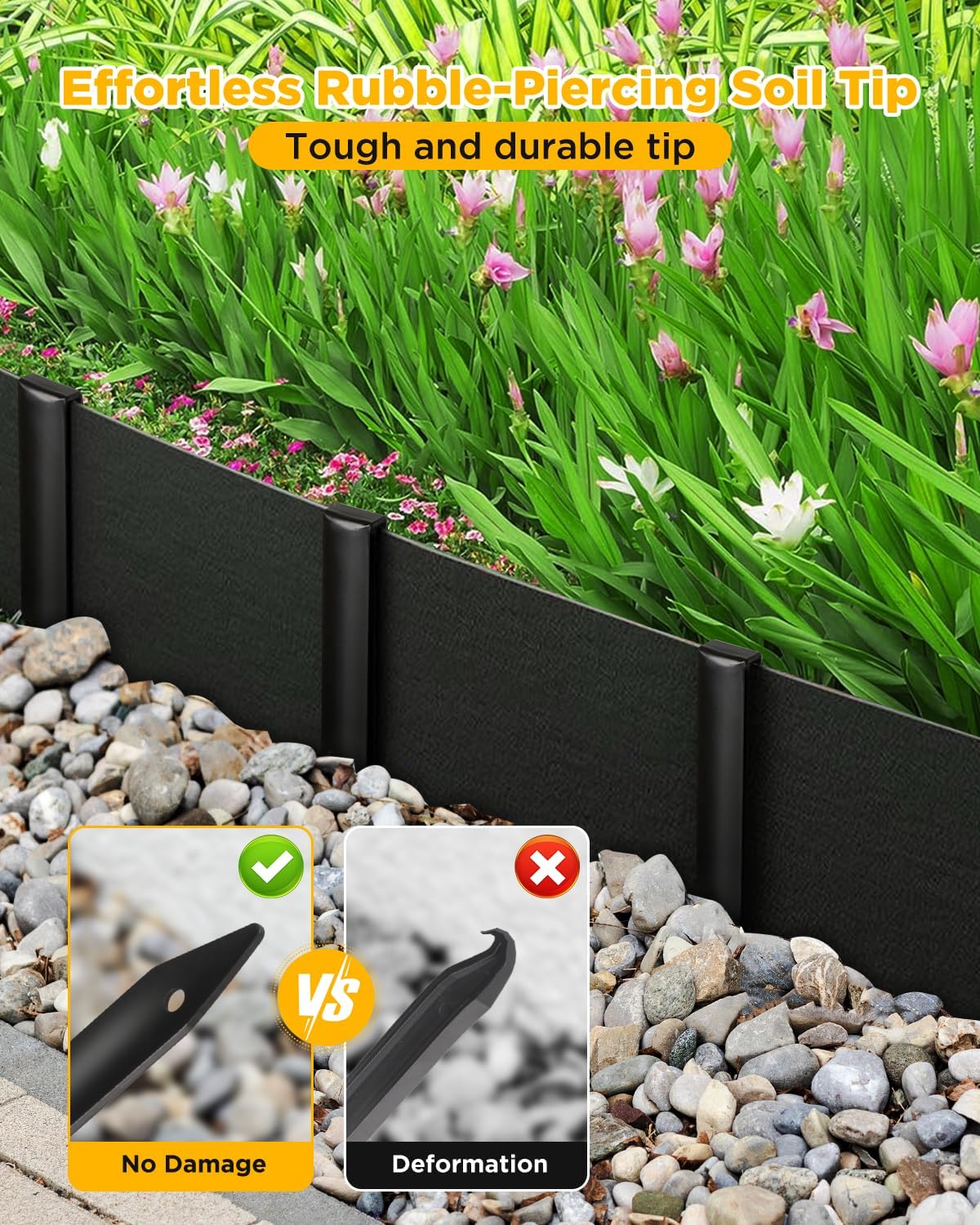 Landscape Edging Metal Stakes - 40 Pcs, 10 Inch Garden Landscape Stakes, High Carbon Steel Landscape Anchoring Stakes for Flowerbed Edging, Outdoor Tent and Landscape Edging Coil