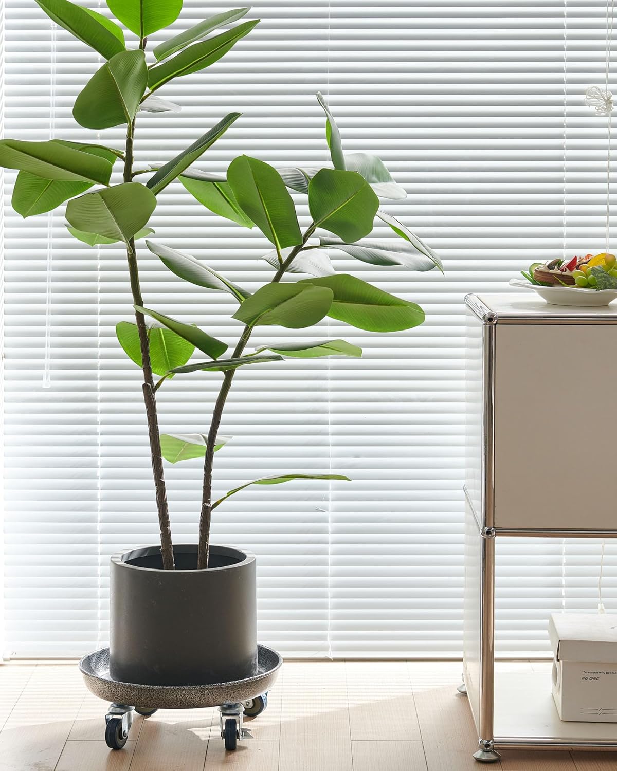 Choclaif Plant Caddy with Wheels,3 Pack Silver Heavy Duty Plant Stand with Universal Wheels,Round Pot Trolley for Indoor Outdoor 16inch