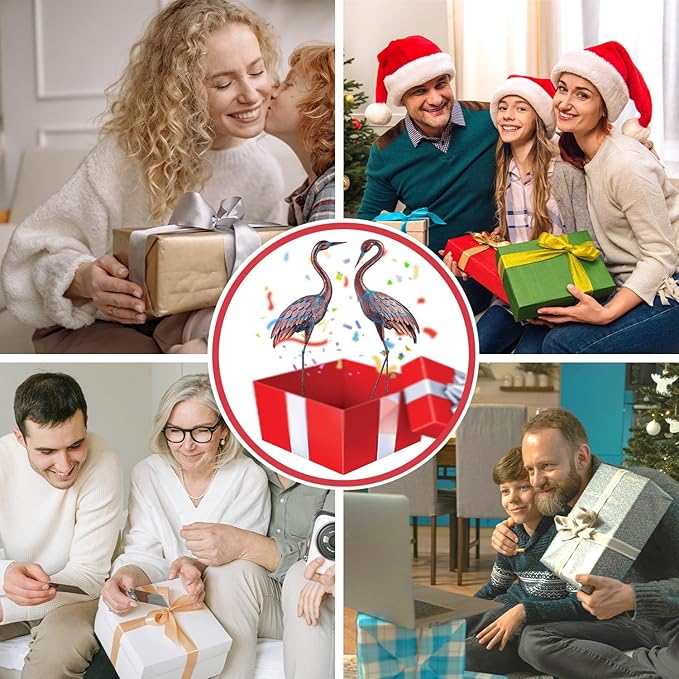 Kircust Garden Crane Statues Patina Heron Decoy, Standing Metal Crane Sculptures Bird Yard Art for Outdoor Decor, Set of 2