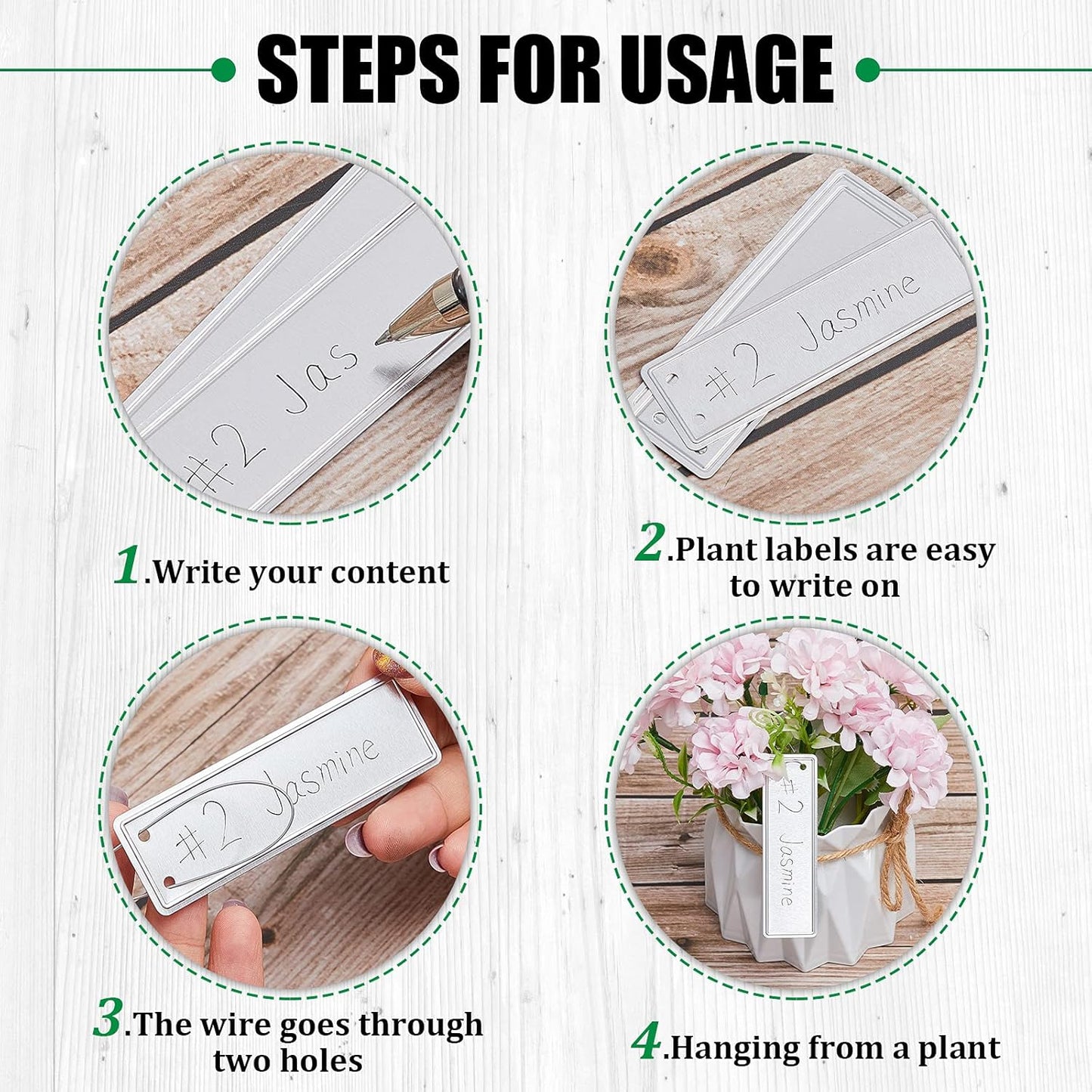 Ripeng 200 Pcs Aluminum Metal Plant Labels Writable Seedling Tree Tags with 6 Inch Wires Waterproof Double Sided Write for Plant Garden Marker Outdoor Identification and Greenhouse(120 Pieces)