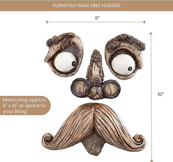 Bits and Pieces - 'Old Man' Tree Hugger - Yard Decorations - Whimsical Tree Sculpture - Garden Decoration - Garden Peeker Yard Art