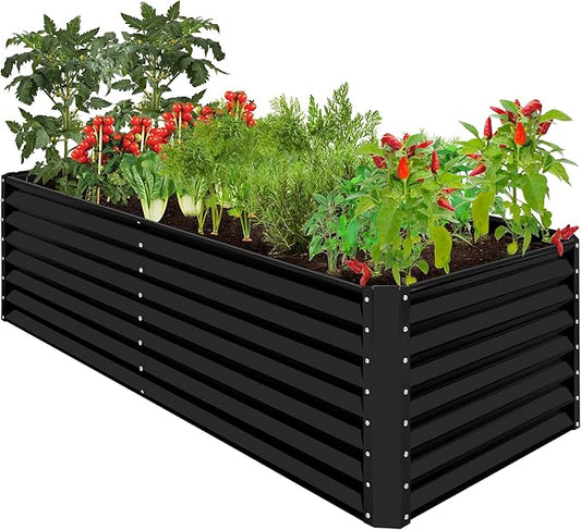 Best Choice Products 8x4x2ft Outdoor Metal Raised Garden Bed, Deep Root Planter Box for Vegetables, Flowers, Herbs, and Succulents w/ 478 Gallon Capacity - Black