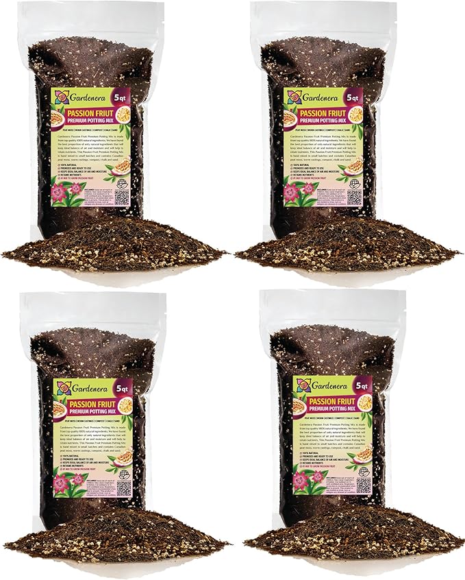 Premium Passion Fruit Potting Soil Mix - Perfect Balance of Nutrients, Drainage, and Aeration for Thriving Passion Fruit Vines - 20 Quart