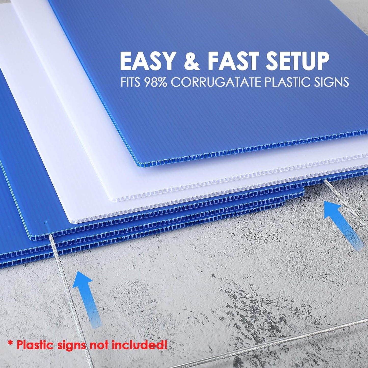 30 Pcs H Stakes for Yard Signs 24'' x 10'' Metal Heavy Duty H Frame Lawn Wire Stakes Weatherproof Metal Sign Holder Bulk for 4mm 5mm Corrugated Signs Board Guidepost Yard House Garden Decor