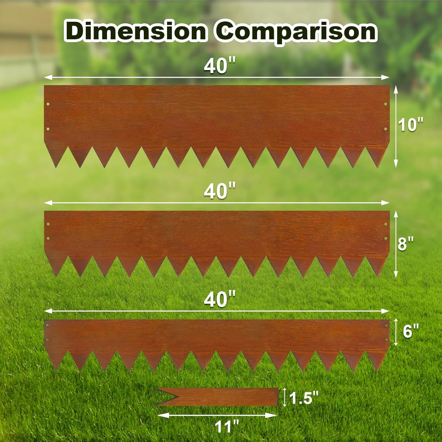 10 Inch Corten Steel Landscape Edging, 6 Pack Metal Landscape Edging, Landscape Edging with 7 Clips and Gloves for Lawn, Pathway, Yard (Rust-Colored)