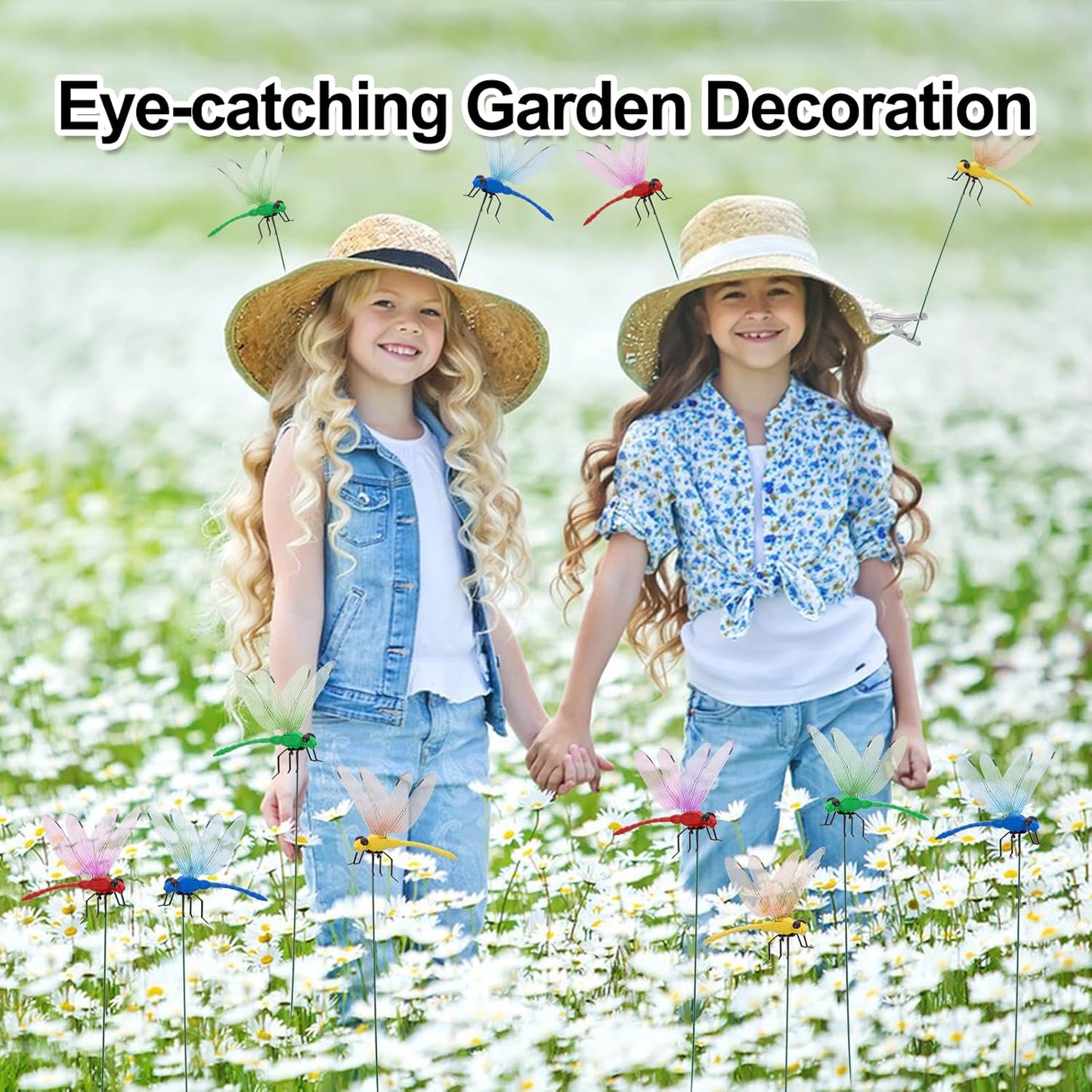 8PCS Outdoor Decoration Dragonfly Clip, 3D Realistic Fake Dragonflies for Garden, Hat, Patio, Stakes, and Home Decoration, Waterproof Clip on Dragonfly