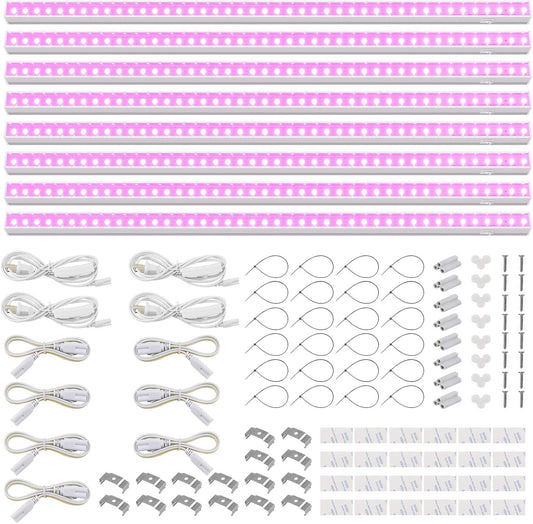 Barrina Grow Lights for Indoor Plants, Full Spectrum, 4ft 160W (8 x 20W), LED Grow Light Strip for Seed Starting, Greenhouse, Plug and Play, 8-Pack