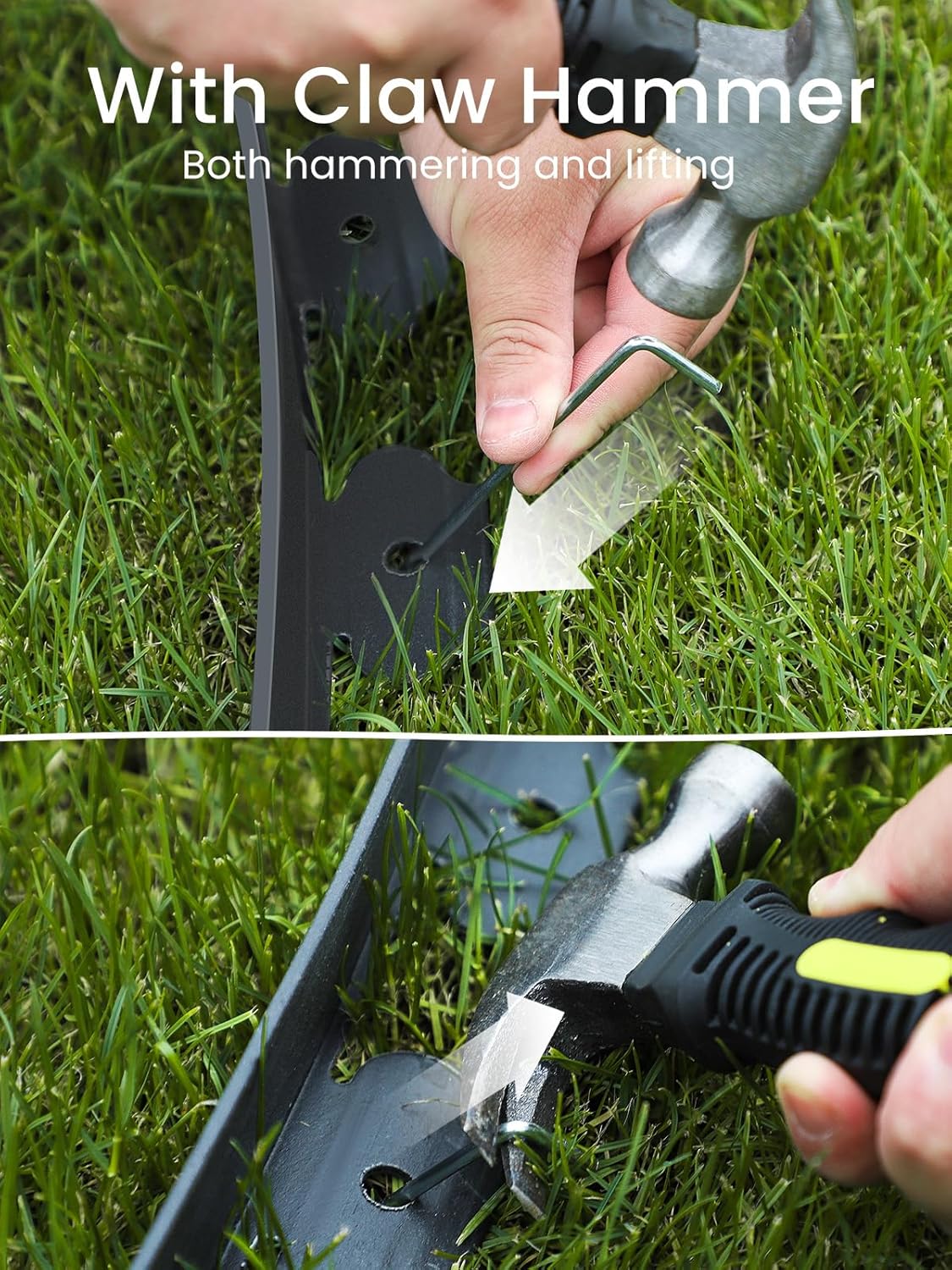 GROWNEER 33FT Landscape Edging Flexible 2 inch Tall Garden Border with 30pcs Galvanized Steel Anchoring Spikes and Hammer Lawn Edging Kit for Flower Bed, Pathway, Landscaping Project, Black