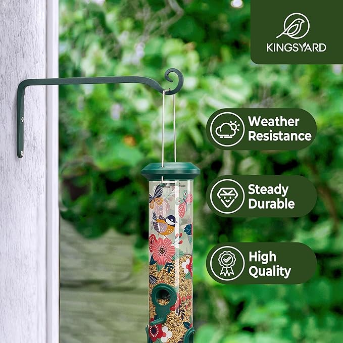 Kingsyard 2-Pack Wall Plant Hanger Outdoor - Heavy Duty Metal Hanging Bracket Hooks for Hanging Plant Bird Feeders Lanterns Wind Chimes Outdoor & Indoor, 10-Inch/Green