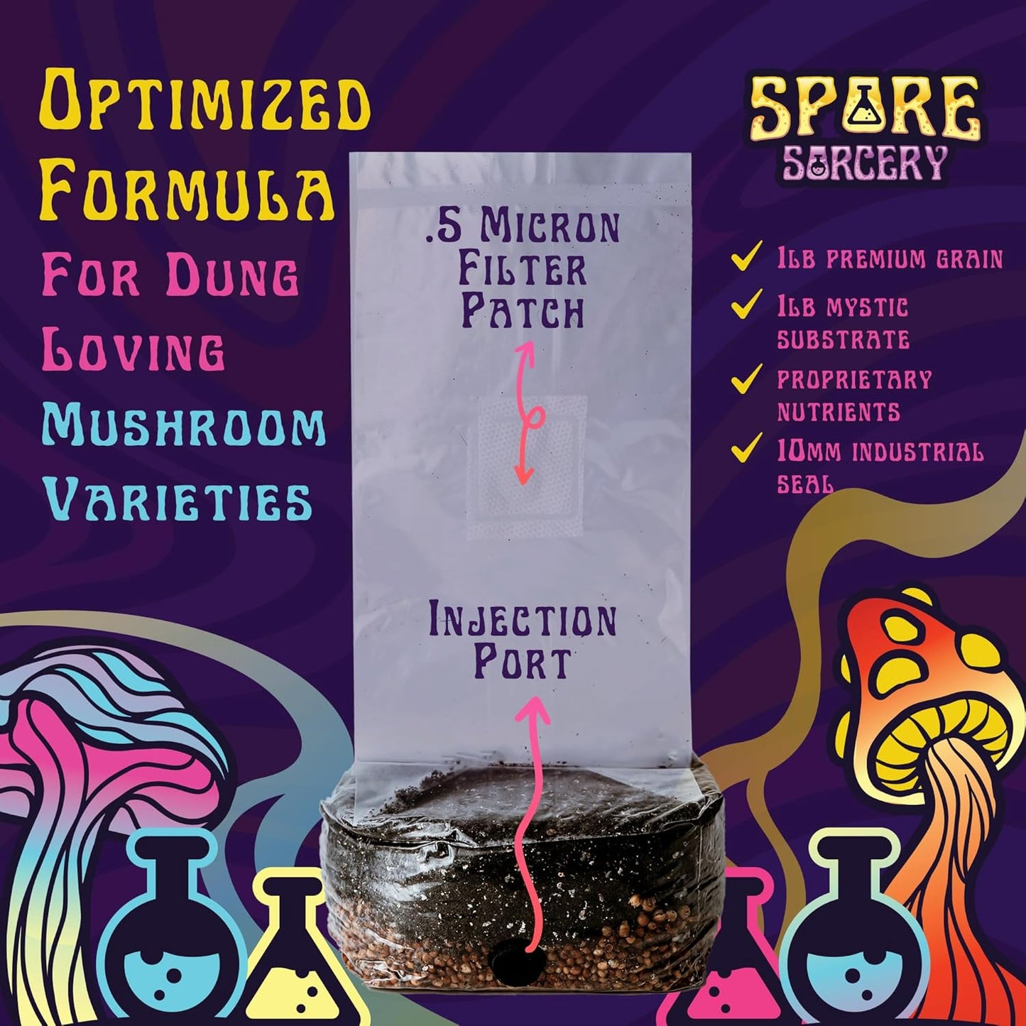 2 LB All-in-One Grow Kit: Up to 32oz of Mushrooms! Nutrient-Enhanced, Injection Port, Just Add Your Own Spores & Grow Like Magic