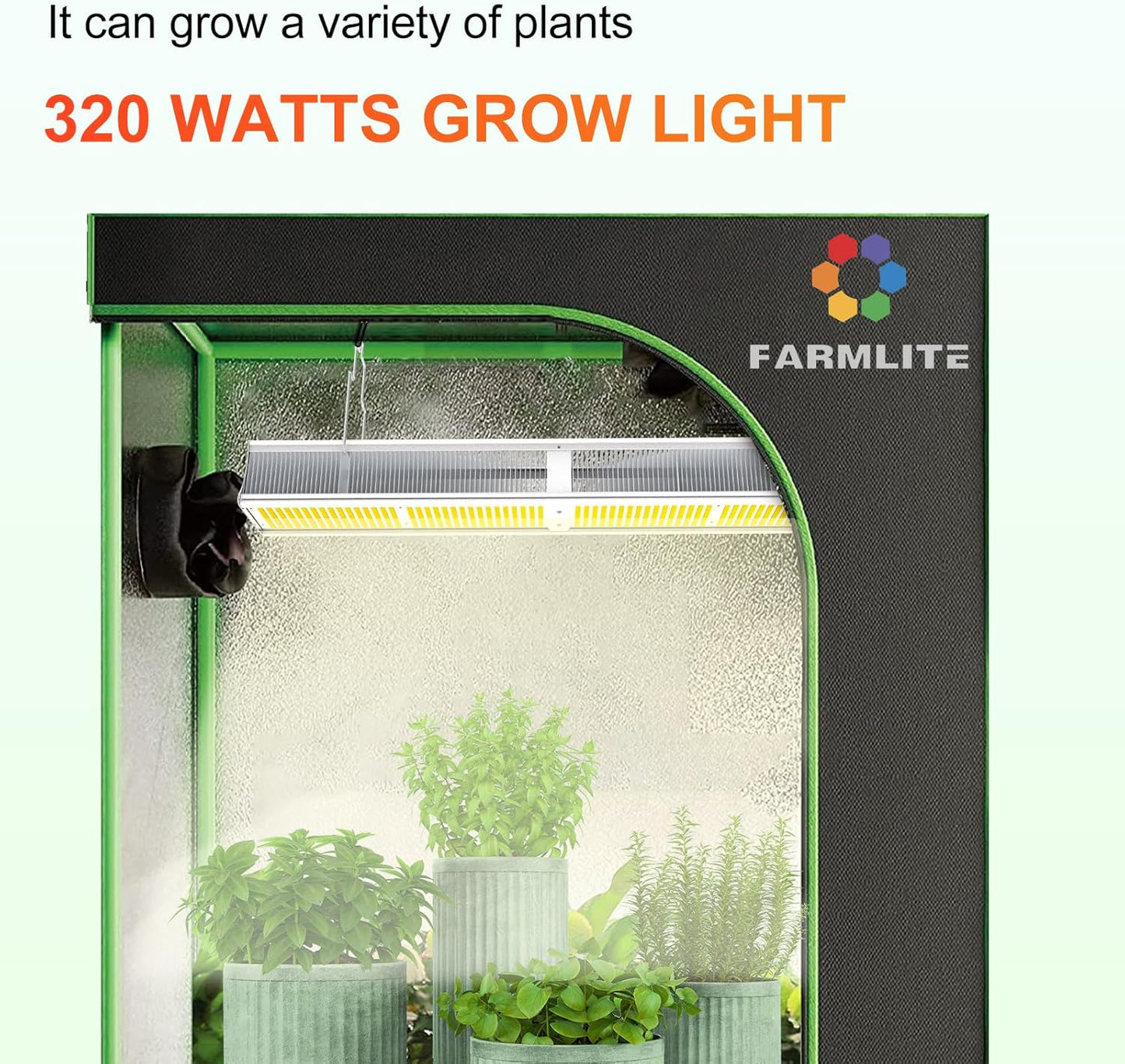 FARMLITE Grow Light Grow Lights for Indoor Plants Full Spectrum Growing Light Plant Hanging Growing Lamps with Daisy Chain Dimmable Board 4x4ft Coverage (320Watts)
