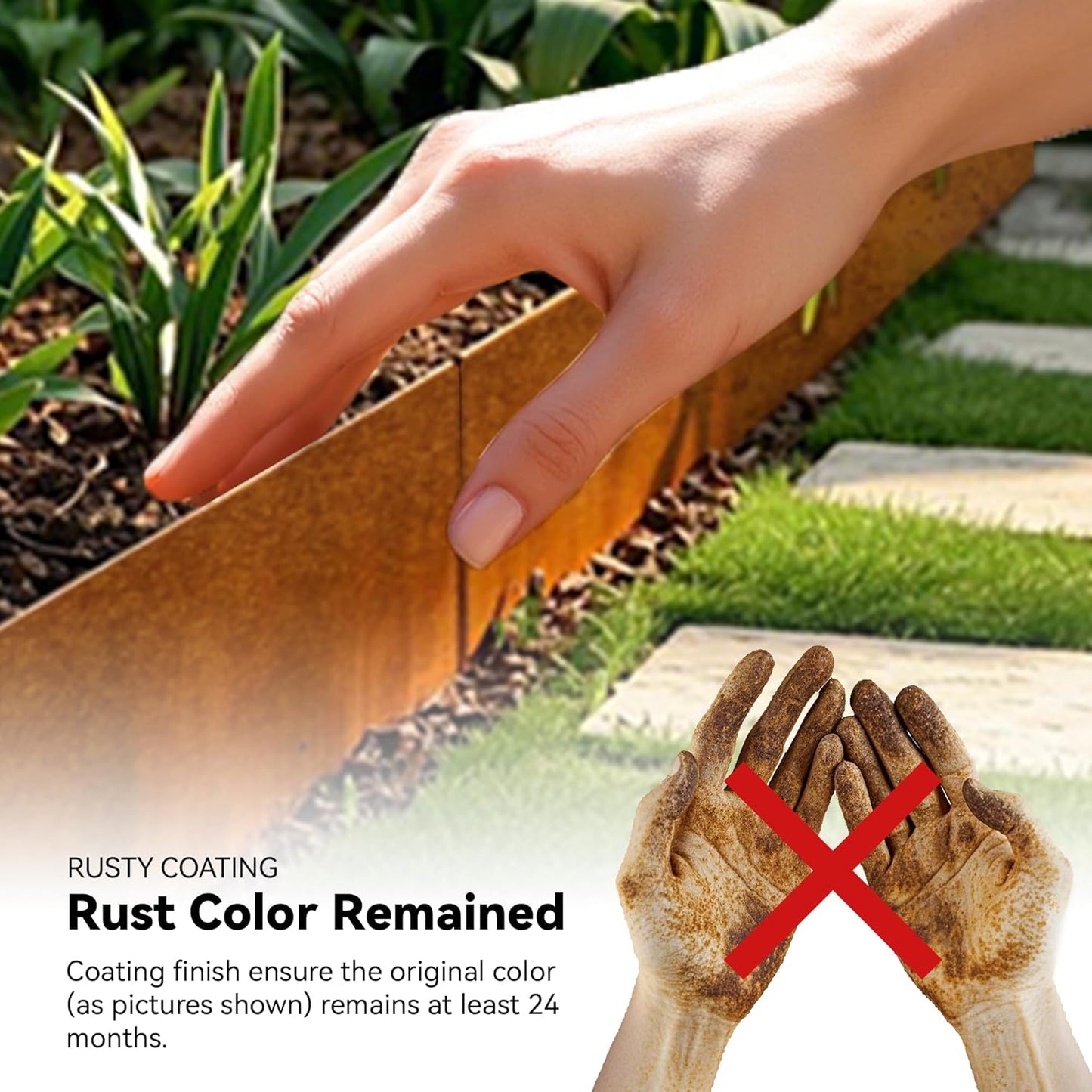 Worth Galvanized Steel Landscape Edging 4.5" x25' Metal Garden Edging Roll Flexible Bender Border with 8Pcs Stakes for Lawn, Flower Bed Edges, Rust-Like Color