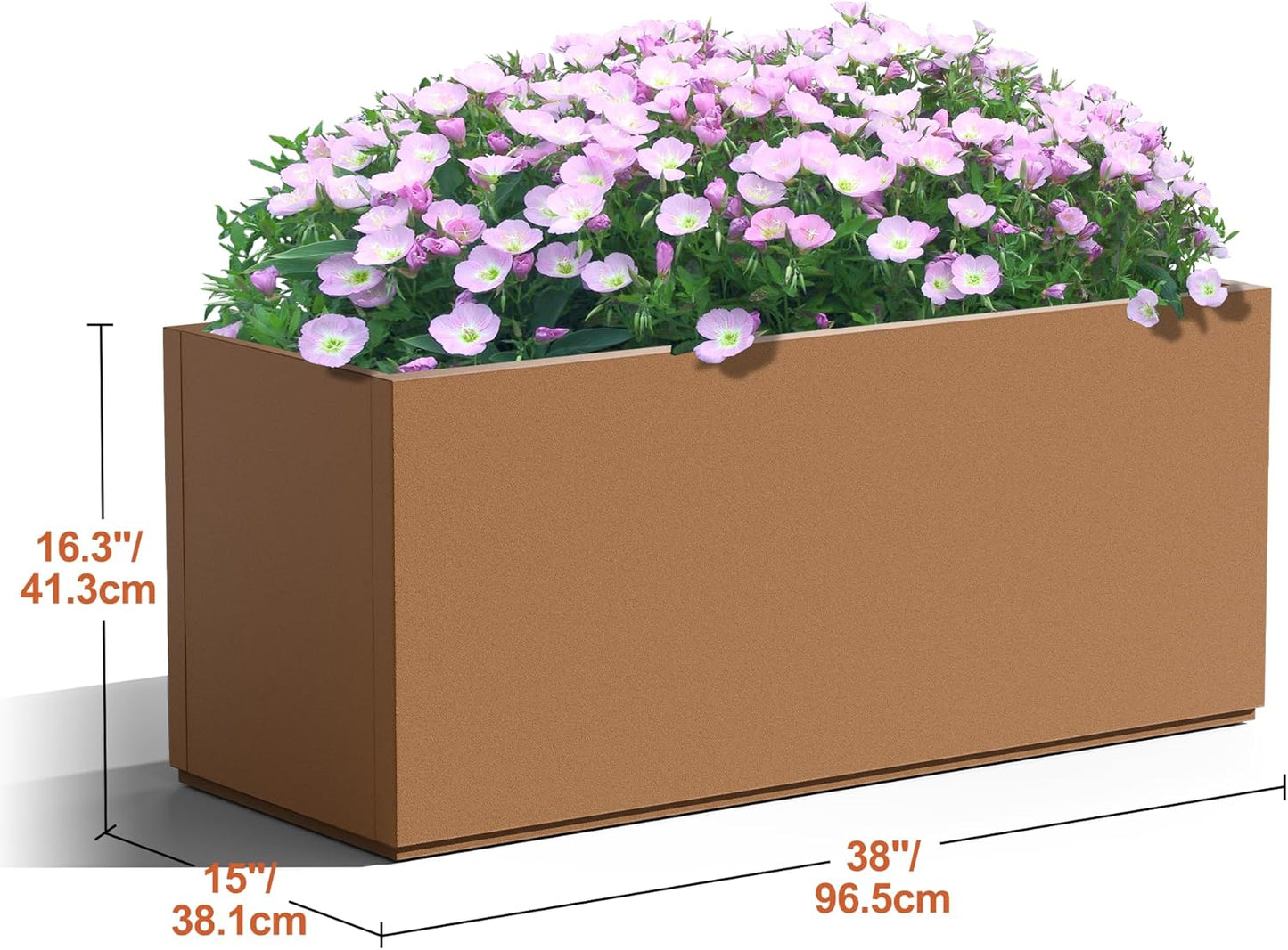 Metal Rectangular Planter for Outdoor Plants, Coated Large Planter Box with Drainage, Outdoor Patio PLanters with Sturdy Thickened Material for Yard, Garden