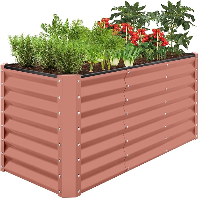 Best Choice Products 4x2x2ft Outdoor Metal Raised Garden Bed, Deep Root Planter Box for Vegetables, Flowers, Herbs, and Succulents w/ 119 Gallon Capacity - Terracotta