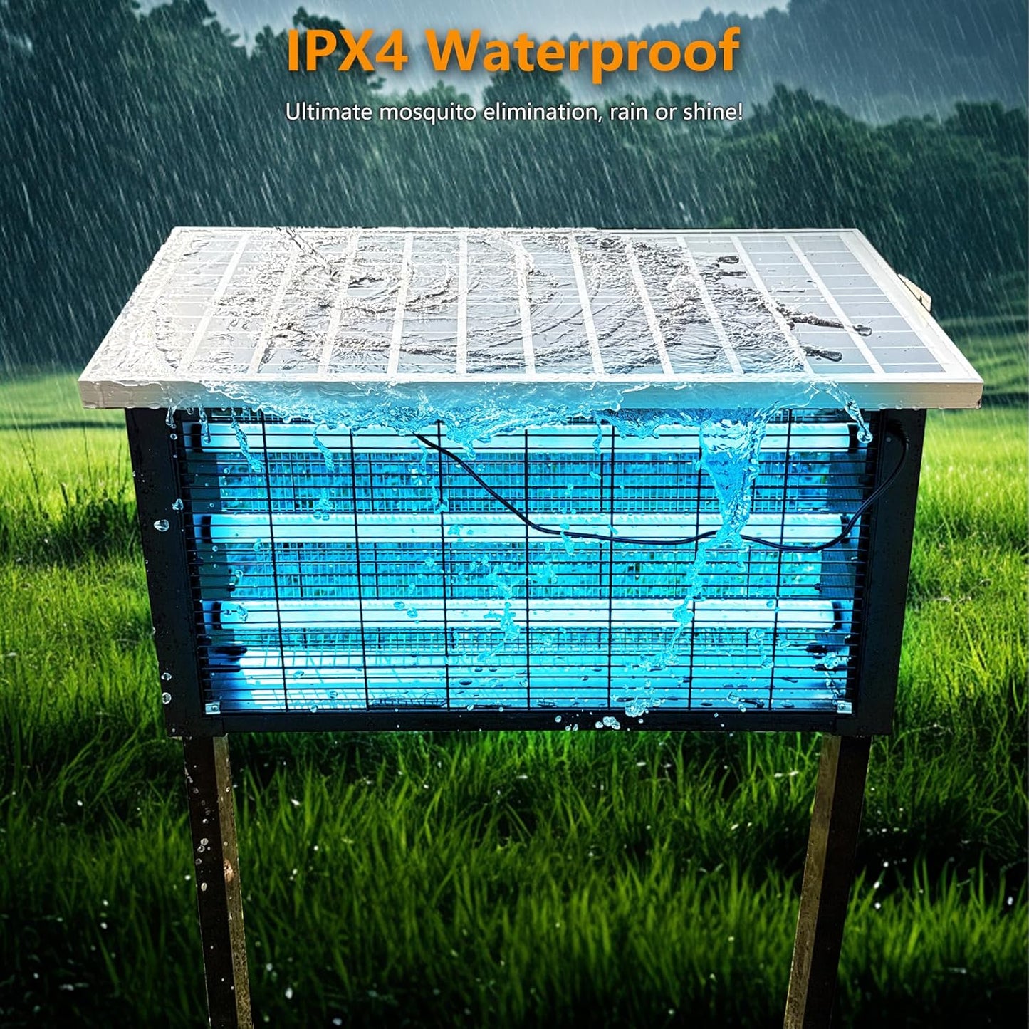 Powerful Super Large Solar Bug Zapper Outdoor for 8000 sq.ft, Poartable Rechargeable Mosquito Zapper with High Powered, Cordless Solar Zapper for Patio Garden Backyard RV Camping with 30W Solar Panel