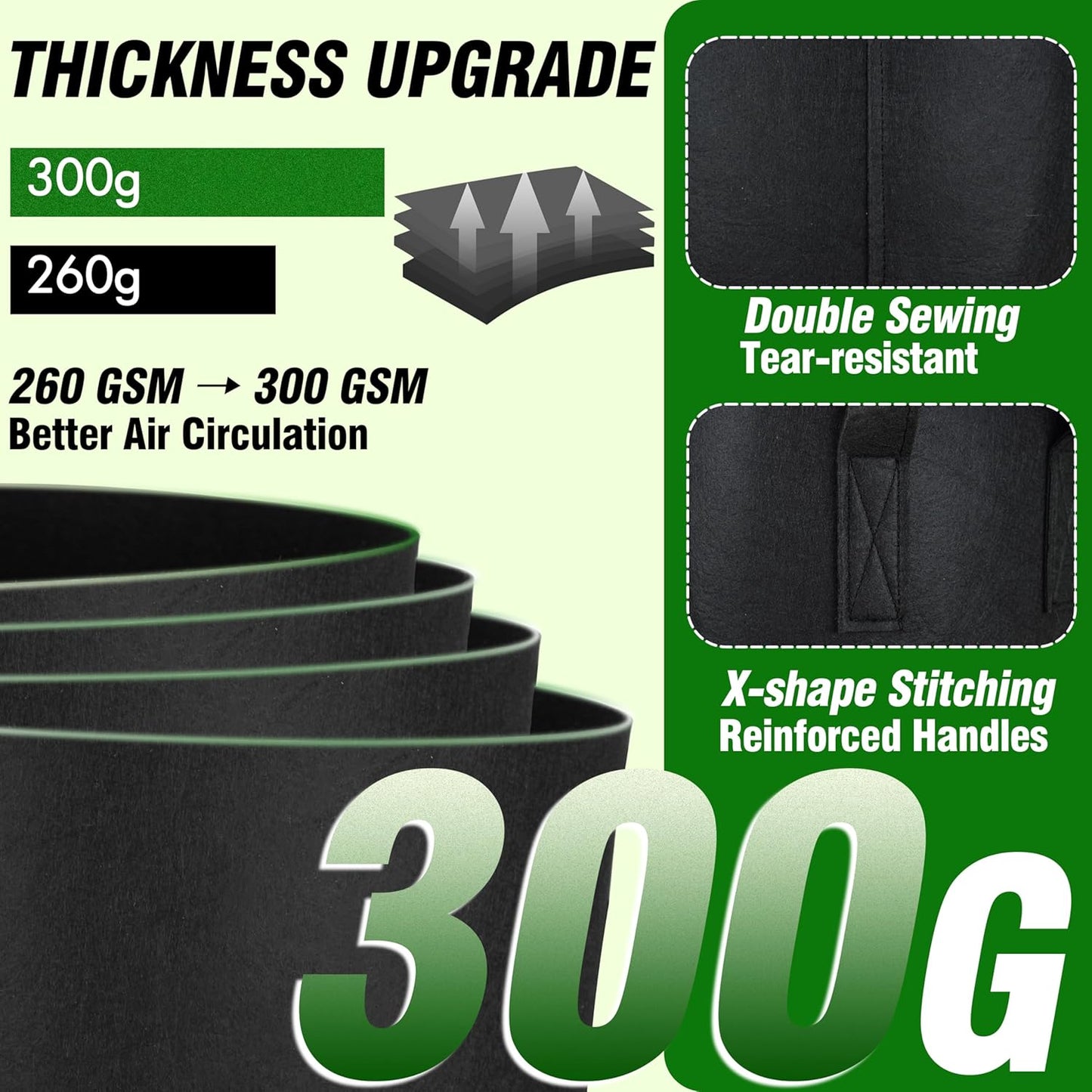 PHYEX 12-Pack 5 Gallon Grow Bags, Heavy Duty Fabric Pots with Handles, Reusable Plant Bags for Vegetable, Herbs & Flowers, BPA-Free, Breathable, Durable