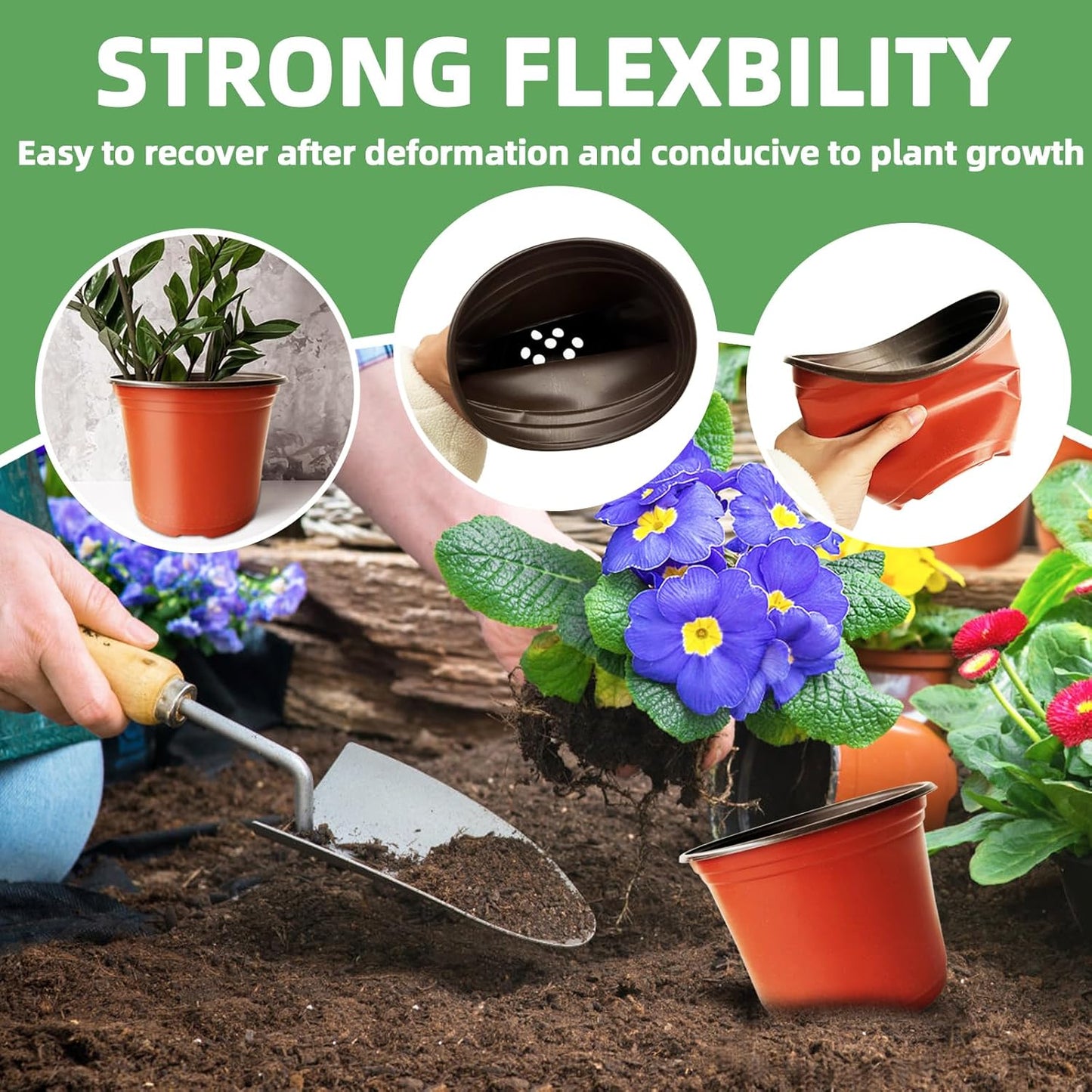 100 Pcs Plant Nursery Pots,6 Inch Thicker Plastic Seedling Pots with Holes,Seed Starting Pot Flower Plant Container for Succulents,Seedlings,Cuttings,Transplanting