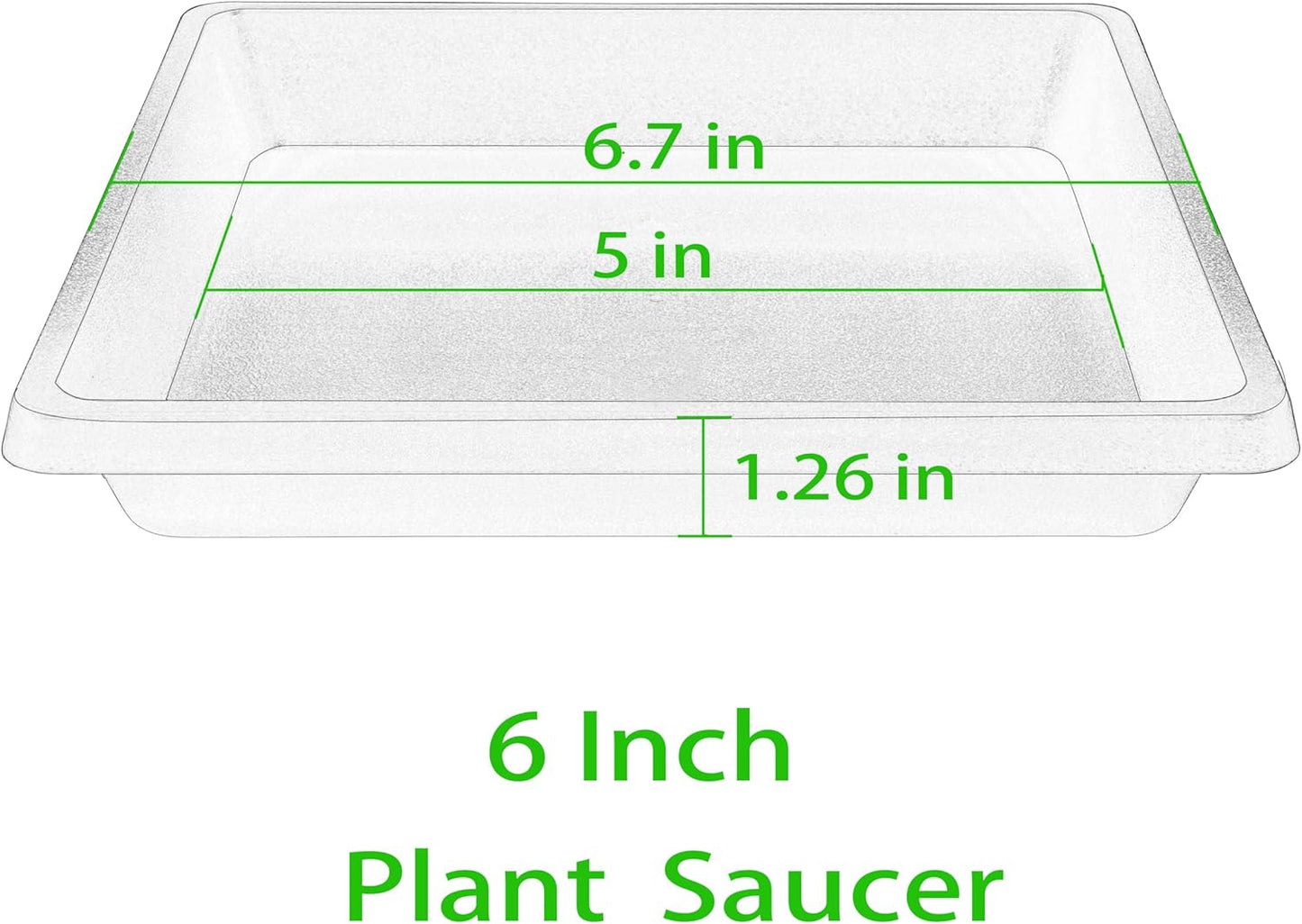 6 Inch 4 Pack Square Plant Saucer, Plant Trays for Pots, Plant Saucers for Indoors and Outdoors, Water Catcher Tray, 8 10 12 14 16 18 20 inch Seed Starting Tray, Growing Trays (6"-Black)