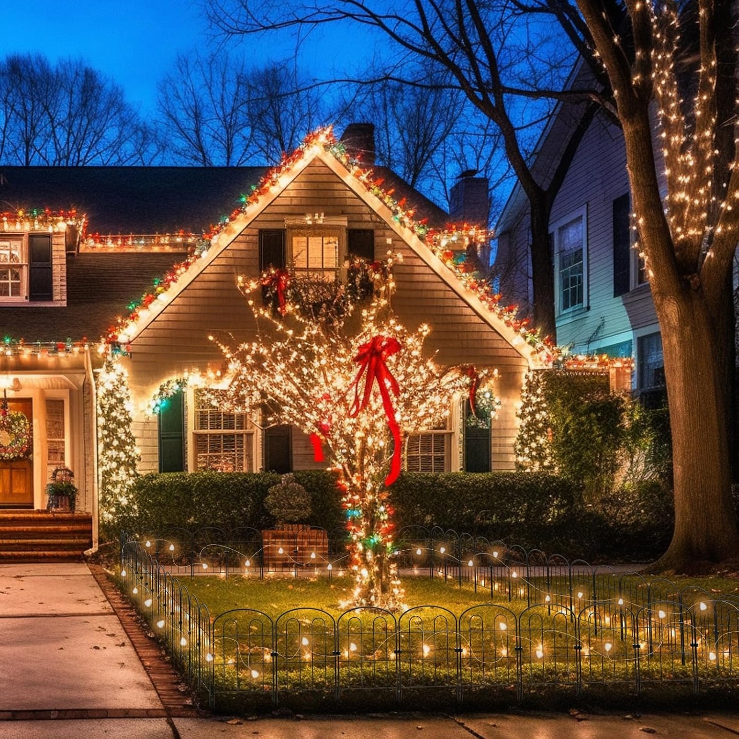 Decorative Garden Fence Outdoor 24in x 10ft Coated Metal RustProof Landscape Wrought Iron Wire Border Folding Patio Fences Flower Bed Fencing Animal Barrier Section Panels Decor