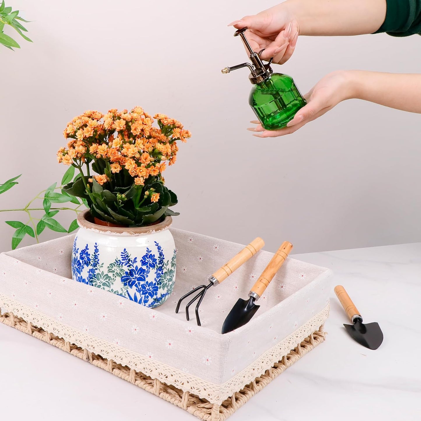 Vintage Ceramic Ice Crack Flower Pot with Drainage Holes, Country Rustic Planters for Indoor and Outdoor,Tuscan Decor,Home,Living Room, Garden Decor, Gardening Gift (Art Deco)