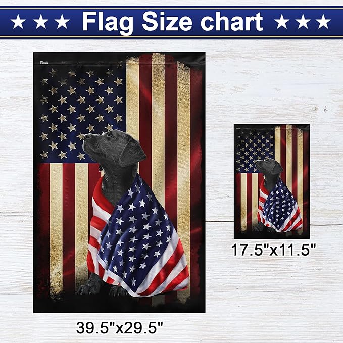 FLAGWIX Black Labrador Retriever House Flags, Patriotic Dog Decor American Flag - 4th of July Decorations for Home, Yard Decor, House Flag 30x40 - Double Sided, Heavy Duty Canvas Flag Indoor Outdoor