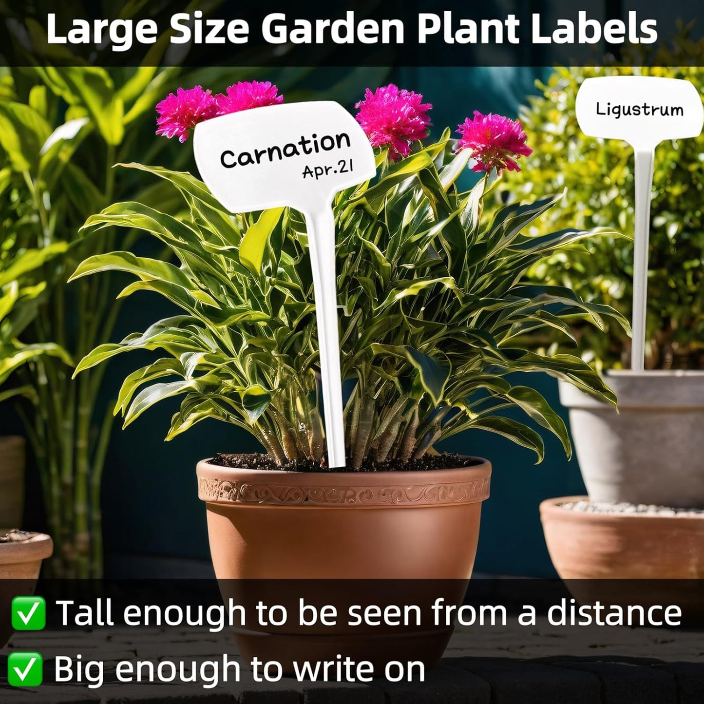 Large Plant Markers, 14.1'' Tall Plant Labels for Outdoor Garden Waterproof Durable T-Type Plastic Garden Labels, Perfect for Herbs, Flowers, Vegetable with a Marker Pen (12PCS)