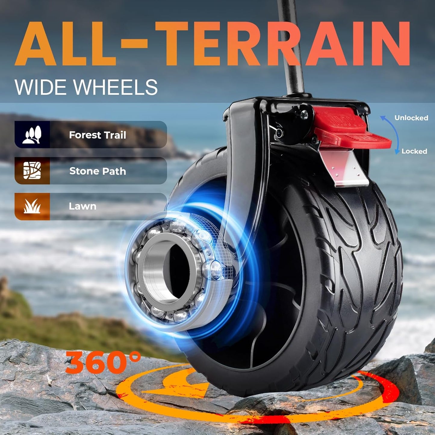 Overmont 400L Foldable Double Decker Wagon - Large Capacity Collapsible Wagon Cart- 47" Extra Long Extender - All-Terrain Big Wheels for Camping, Football Game, Sports Events, Support Up to 450lbs